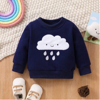 Baby Boy/Girl Cloud Embroidered Long-sleeve Pullover Sweatshirt