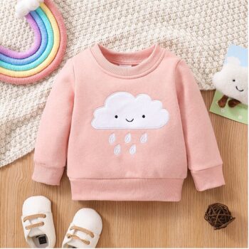 Baby Boy/Girl Cloud Embroidered Long-sleeve Pullover Sweatshirt