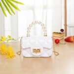 Kids Geometry Lingge Quilted Faux Pearl Handle Chain Satchel Bag